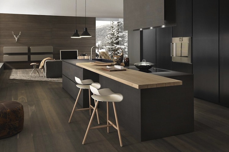 Cucina penisola total black